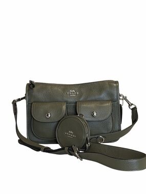 COACH C5778 Surplus Refined Pebble Leather Pennie Crossbody Purse w/Coin Case